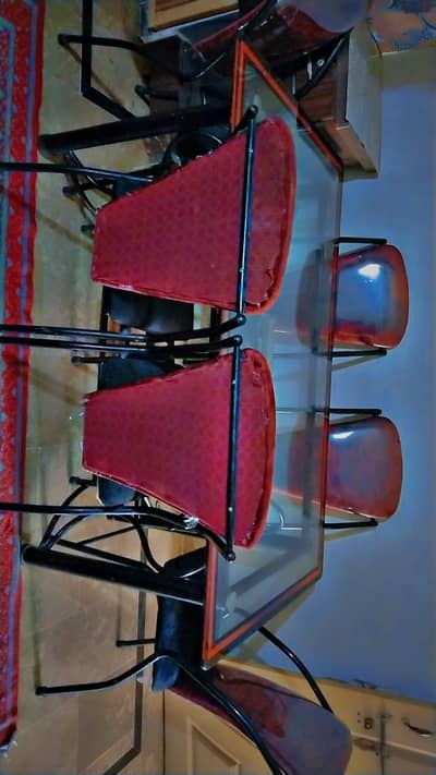 Glass Top Dining Table Set – 6 Chairs