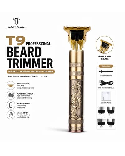 T9 Professional Beard Trimmer Haircut Shaving Machine For Men Metal