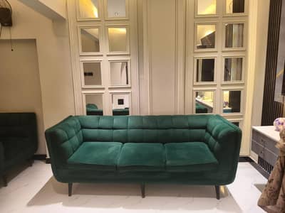 Green velvet sofa set