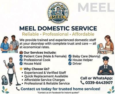 HOUSE MAIDS/NANNIES/COOK/DRIVER/HELPER ALL KINDS OF DOMESTIC STAFF AVA