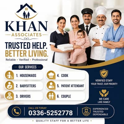 House maids , Maids , Baby Sitter , Chef , Cook , Patient Care ,Nurse