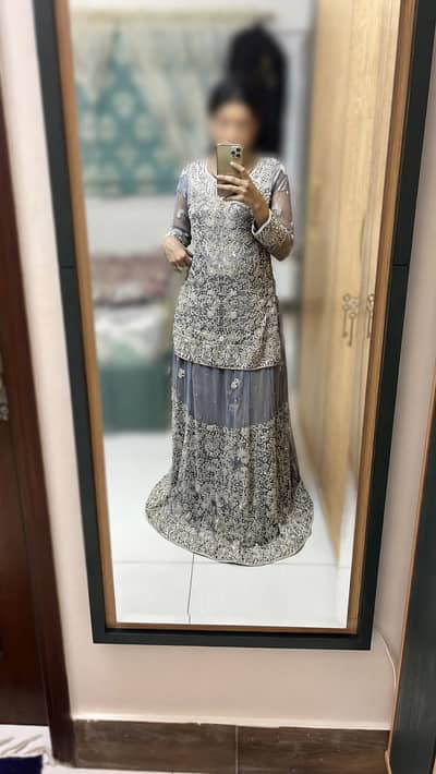 Silver Grey Heavy Embroidered Lehenga