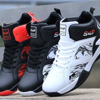 Men's High-Top Sneakers – Stylish Red & Black Casual Shoes