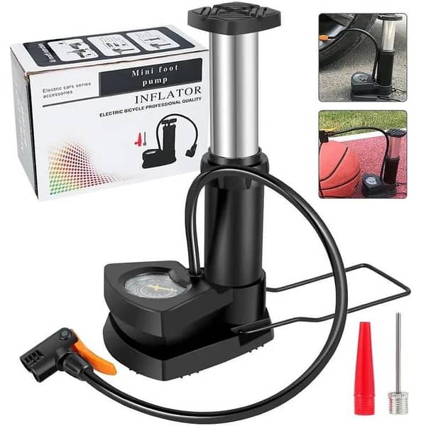 Gauge PUMP Original Portable Mini Foot Air Pump with Pressure Gauge for Car, Bike, Bicycle, Football, and Inflatables Cycle Pumps - High Pressure Tyre Inflator