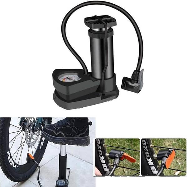 Gauge PUMP Original Portable Mini Foot Air Pump with Pressure Gauge for Car, Bike, Bicycle, Football, and Inflatables Cycle Pumps - High Pressure Tyre Inflator
