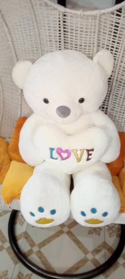Giant 4.5 feet Premium White Teddy Bear with cushion