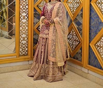maroon bridal lehenga choli set