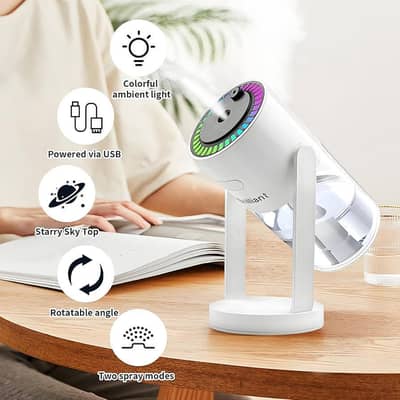 USB Starry Humidifier with RGB LED Projector Light | 360° Adjustable