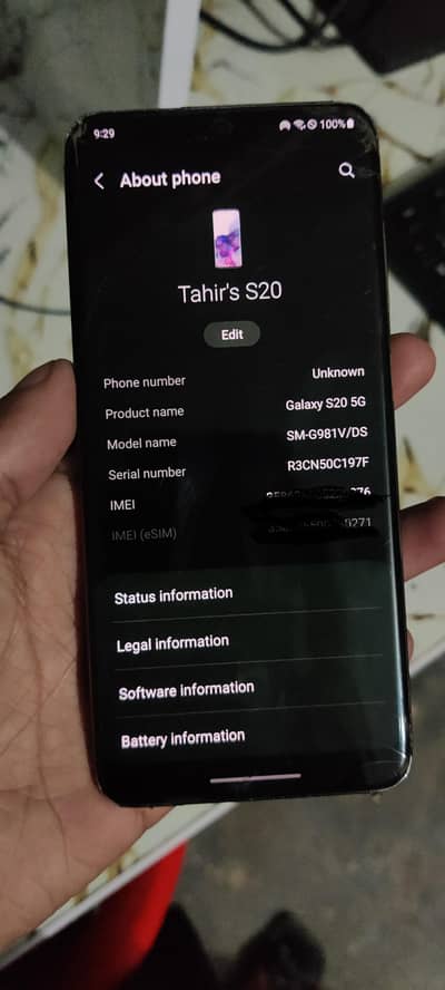 samsung S20 5g 8/128 dot/crack non-pta only cash