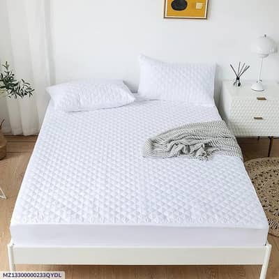 White Quilted Waterproof Mattress Cover for Double Bed