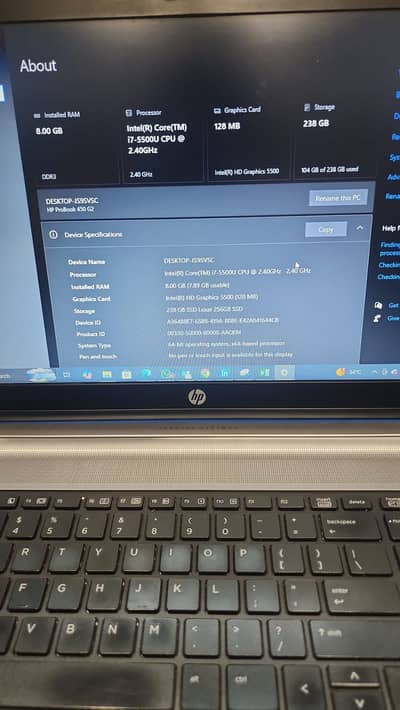 HP ProBook 450 G2 Core i7 5th Gen / 8GB / 256GB SSD