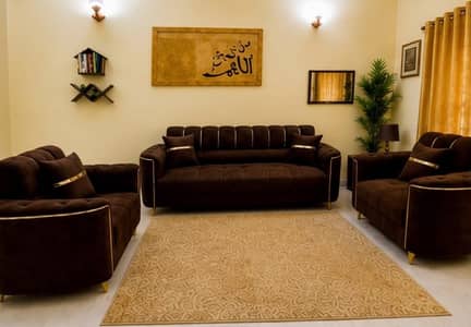Elegant 5 Seater Sofa Set in Dark Brown