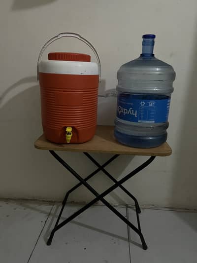 Insulated Water Cooler with Table & 19L Water Bottle – Complete Set