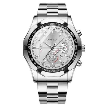 Korean fashion men''s gold chronograph watch with dial and date