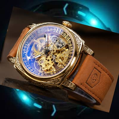 Luxury Gold Skeleton Watch – Premium Automatic Timepiece | Elegant Me