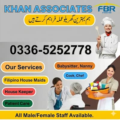 Cook ,Chef, Chienese Cook, Pakistani Cook, Maids, Driver ,Patient care