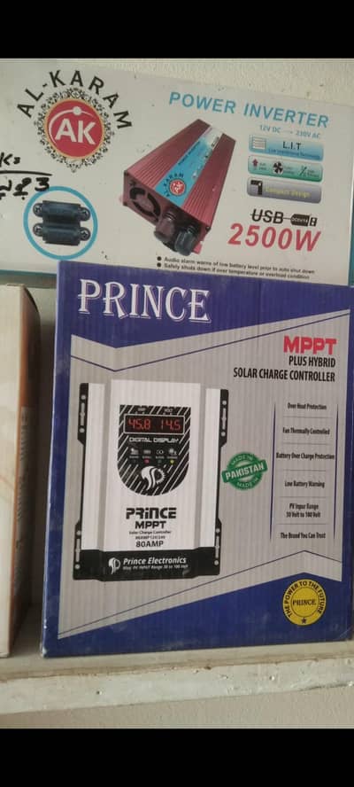 Prince Mppt Charge Controller 80 Amp + Al Karam power inverter 2500w