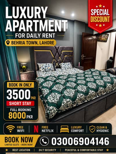 Premium Apartment with Free WiFi & Netflix | Bahria Town Lahore