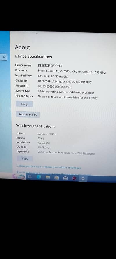 Dell core i7 7th generation | 8GB Ram | 257GB SSD | Excellent