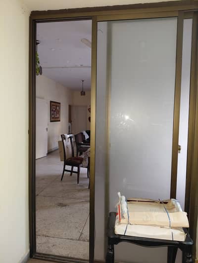Aluminium frosted glass sliding door/partition for sale.