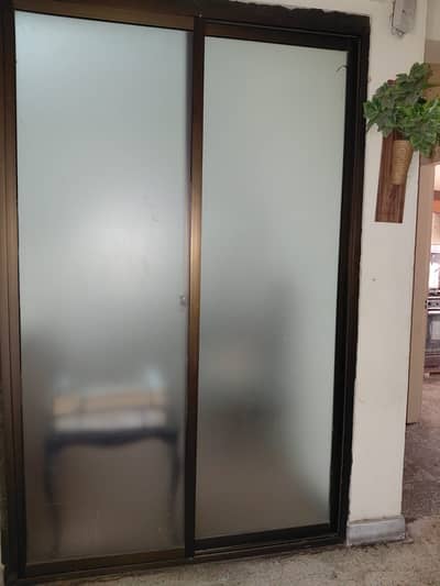Aluminium frosted glass sliding door/partition for sale.