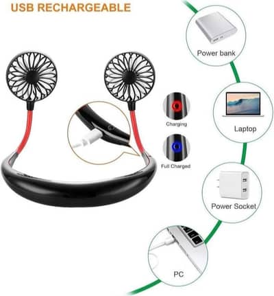 Mini USB Rechargeable Neck Fan – Portable Cooling Fan