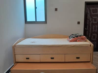 Single Wooden Bed with Storage and Trundle