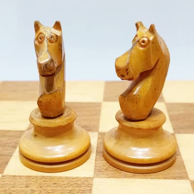 Antique French Staunton Handcrafted Wooden Chess Set | Detailed