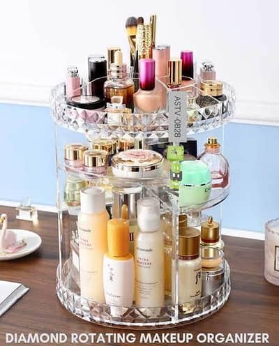 360 degree rotating makeup organizer