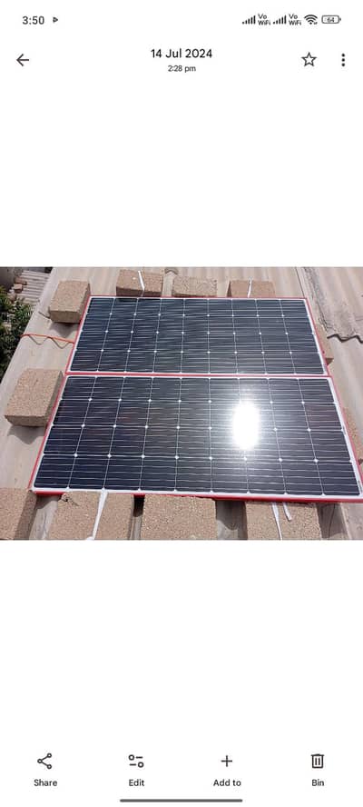Solar panel single glass 180watt ki ek plate 2 hy