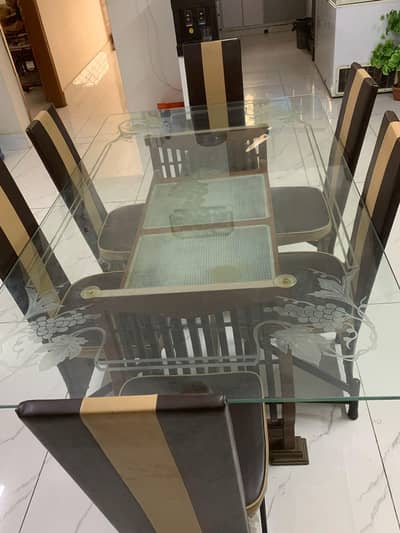 glass dining table with 6 seat