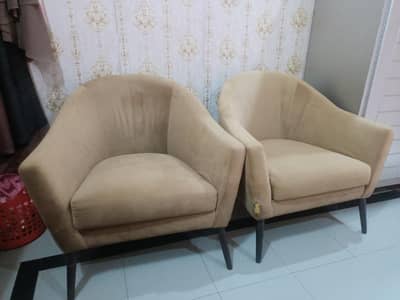 Pair Of Single Sofa Chair | Velvet| 1 With Minor Burn| Excellent Cond
