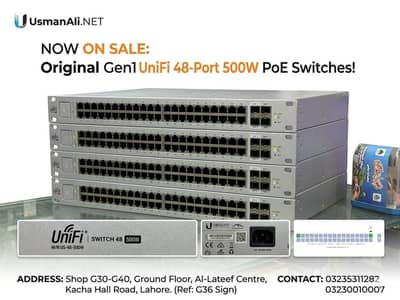 UniFi 24volt-500Watt Switch 48Ports 2x10G New Condition Price on Call
