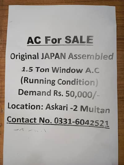 Original Japan Assembled 1.5 Ton Window AC