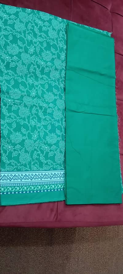 New unstitched green 2 piece lawn suit