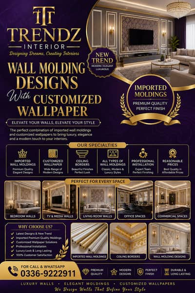 Luxury Wall Moldings & Customized Wallpaper Designs
