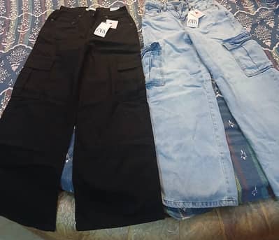 zara original wide leg + cargo jeans size 28