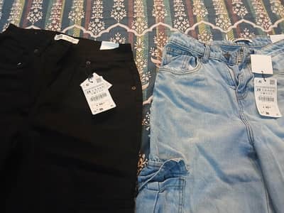 zara original wide leg + cargo jeans size 28