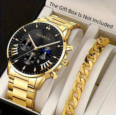 Watch For Men Stainless Steel Quartz Watch And Wrist Bracelet casual.