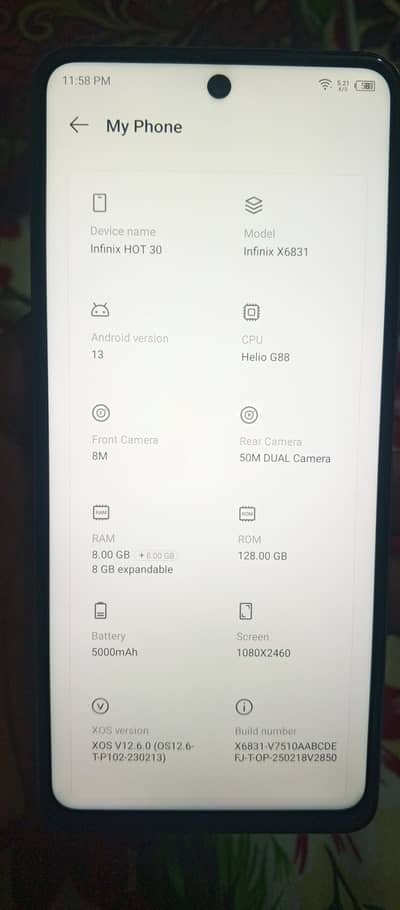 Infinix hot 30.8+8/128gb