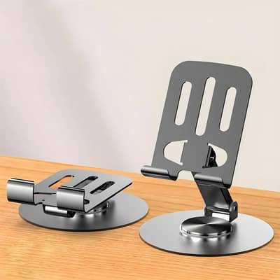Universal 360° Rotating Mobile & Tablet Stand – Foldable Metal Holder