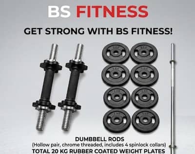 Exercise ( Rubber coated weight plates rod set)