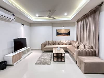 Experience the perfect blend of comfort and elegance in this spacious, fully furnished 1-bedroom luxury apartment for short stay in F-11 Islamabad.