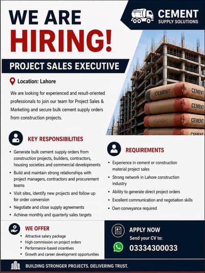 Required- Project Sales Executive Cement Supply