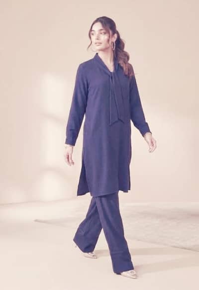 popcorn gorgette suit blue