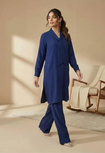 popcorn gorgette suit blue