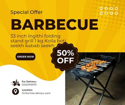 barbecue iron angeethi 33inches stand boti or kabab seekh grill koila