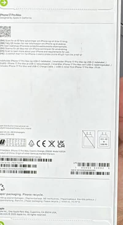 iphone 17 pro max UK, Box not open' Orange 256