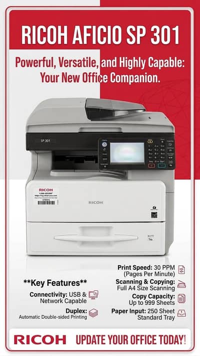 Ricoh MP 301 Photocopier Machine