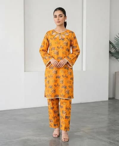 Women's Printed Kurta Pajama Set Yellow Floral
